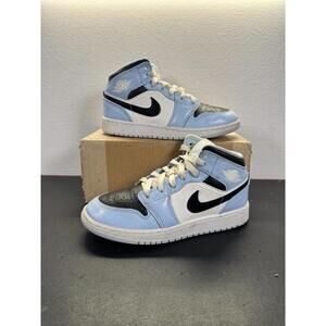 Nike Air Jordan 1 Mid PS 555112-401 Youth Size 4.5Y  Shoes Ice Blue Black White